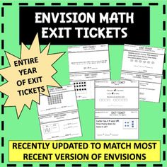 an exit ticket with the words envision math exit tickets on it and four pictures