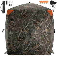 an image of a hunting blind with accessories