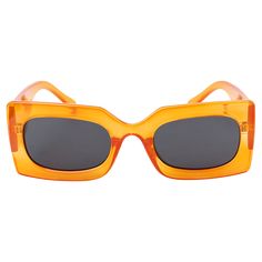 Stand out in these sunglasses. One of our favorite styles is back and better in a new colorway, Orange Zest. Bold square silhouette sunglasses 100% UV-protected Thick plastic molded frames: orange frame, black lens Dimensions: 5.75" wide x 1.75" tall x 6" length ALL SALES ARE FINAL. Orange Zest, Plastic Molds, Sunglasses, Orange, Square, Frame, Black