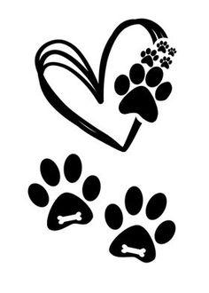 an animal paw prints with a heart