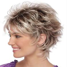 Classic Short Wig with Enviable Volume and Textured Layers / Multi-Tonal Shades of Blonde 2023 - US $22.99 Pixie Wigs, Layered Haircuts For Women, Layered Short, Stylish Short Hair, Party Wig, Ombre Blonde, Haircut Styles