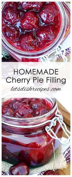 homemade cherry pie filling in a glass jar