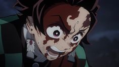 an anime character with blood on his face