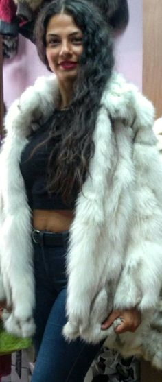 NEW,Real and Natural fur coat from Amazing natural color Light Blue FOX,very light,extremely soft! Excellent first quality fox. Leather belt included. All our furs have hooks,button,pockets and perfect lining! Made from the best Greek fur experts! We take orders in any size,color of model! Wholesale- retail. No returns accepted. Girls Fur Coat, Fox Hat, Jeans Street Style, Fur Cape, Mink Fur Coat, Womens Jackets, Fox Fur Coat, Fur Fashion, Jacket Brands