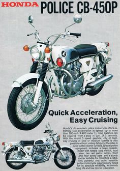 an advertisement for the honda police cb - 450p motorcycle