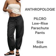 Pilcro Low-Rise Parachute Pants Nwt Size M From Holy-Grail Tees And Perfectly Fitted Jeans To Laidback Dresses, Pilcro Is On Everyone’s Most-Wanted-Wardrobe List. Cotton Front Slant Pockets Back Flap Pockets Pull-On Styling Machine Wash Imported Pilcro Meet The Only-At-Anthro Brand That Makes Cool Look Easy. From Holy-Grail Tees And Heritage-Crafted Jeans To Wear-All-Day Dresses, We’re Putting On Pilcro. Standard: True To Size Oversized Fit 11" Rise 27" Inseam 7.5" Leg Opening Wardrobe List, Fitted Jeans, Holy Grail, Flap Pocket, Bottoms Pants, Day Dresses, Parachute Pants, Low Rise, Pant Jumpsuit