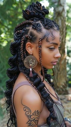 Cornrow Hairstyles With Curls, Cornrows And Curls, Witch Hairstyles, Black Cornrow Hairstyles, Hairstyles With Curls, Morning Before School, Braided Ponytails, Intricate Hairstyles, Butterfly Braid