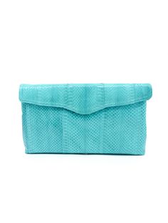 Aqua Snakeskin Convertible Clutch