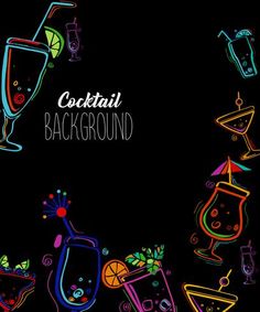 a black background with colorful cocktails and drinks