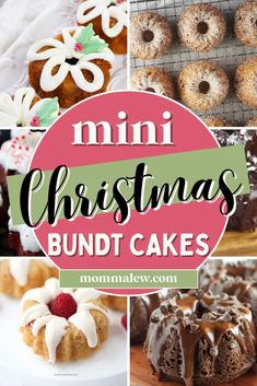 christmas bundt cakes with chocolate frosting and sprinkles in the middle