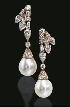 Pearl and Diamond. Christies Pearl And Diamond Earrings, The Ear, Fabulous Jewelry, Exquisite Jewelry, Pretty Jewellery, Accessories Jewelry