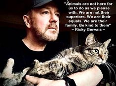 a man holding a cat in his arms with a quote from rick gevris