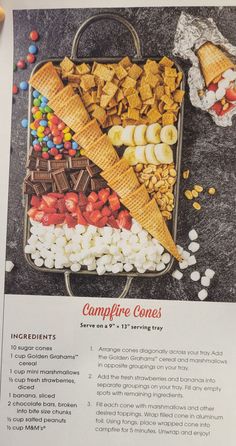 an advertisement for campfire cones with candy and candies in the shape of a bag