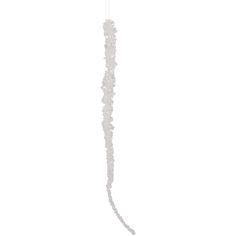 a white object hanging from a string on top of a wall in front of a white background