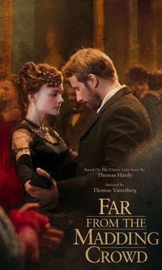 a movie poster for the film far from the madding crowd with two people hugging each other