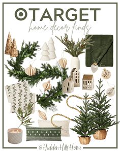 the cover of starget home decorating's holiday catalog, featuring christmas trees and other