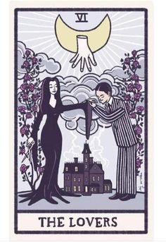 the lovers tarot card is shown with an image of two people holding hands in front of