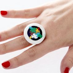 Statement Jewelry  Statement ring Cocktail ring by StudioLeanne Artsy Multicolor Rings As Gifts, Artistic Multicolor Rings For Gifts, Artsy Multicolor Rings For Gifts, Modern Cocktail Ring, Cocktail Rings Statement, Luxury Statement Enamel Rings, Large Gemstone Cocktail Rings, 1960s Cocktail Rings, Bird Rings