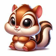 a cute little squirrel sitting down with big eyes