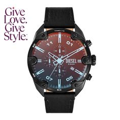 in stock Black Leather Watch, Diesel Men, Chronograph, Leather Watch, Jewelry Watches, Pick Up, In Store, Black Leather, Buy Online