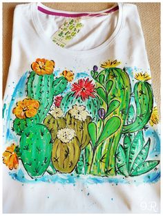 Hand-Painted Woman T-Shirt These T-Shirt are Original Hand Painted Designs I will not guarantee that each t-shirt is exactly the same. The nature of hand painted designs is that each one is just a little different. --------------------------------------------- Details and Sizes: Cotton T-shirts,  hand-painted with professional water resistant textile paint. Available sizes: S, M, L, XL, 2X Available colors: White If you want another color, write me. 💧WASHING CARE: You can wash your trainers in Casual Multicolor Tops With Custom Artwork, Hand Painted Crew Neck Tops For Summer, Hand-painted Crew Neck Tops For Summer, Casual Hand Painted Crew Neck T-shirt, Casual Summer Tops With Custom Artwork, Casual Hand Painted Cotton Tops, Casual Cotton Hand Painted Tops, Textile Paint, Hand Painted Designs