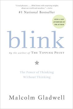 the cover of blink by malcolm gladwell, which is written in blue and white