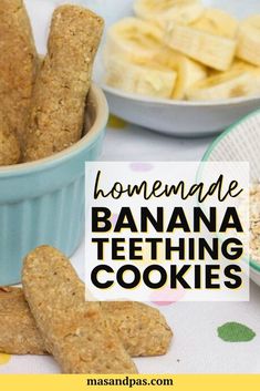 homemade banana teeth and cookies in bowls on a table