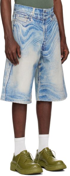 Loose-fit organic cotton- and post-consumer recycled cotton-blend denim shorts. Fading and trompe-l'œil effect printed throughout. · Low-rise · Belt loops · Five-pocket styling · Zip-fly · Leather logo patch at back waistband · Contrast stitching in tan Supplier color: Blue Summer Recycled Denim Relaxed Fit Shorts, Relaxed Fit Recycled Denim Shorts, Relaxed Fit Recycled Denim Shorts For Summer, Blue Recycled Denim Jean Shorts In Relaxed Fit, Blue Relaxed Fit Recycled Denim Jean Shorts, Blue Relaxed Fit Recycled Denim Shorts, Recycled Denim Relaxed Fit Shorts For Spring, Relaxed Fit Recycled Denim Shorts For Spring, Blue Recycled Denim Shorts