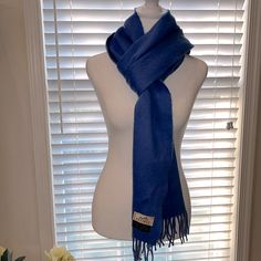 Authentic Hermes Periwinkle Blue Cashmere Scarf Muffler Close To This Color: 100% Cashmere Made In Scotland Lovely Scarf With Fringe On Each End Measures Approximately 15” X 60” See Pics And Video Buy It Before I Change My Mind No Stains Or Holes Classic Blue Scarf For Fall, Elegant Blue Scarf For Winter, Elegant Blue Winter Scarf, Elegant Blue Scarves For Fall, Scarf With Fringe, Change My Mind, Hermes Accessories, Periwinkle Blue, Cashmere Scarf