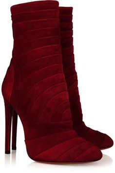 High Heel Stiefel, Elegant Boots, Red Booties, Stilts, Red High, Heels Boots, Red Suede