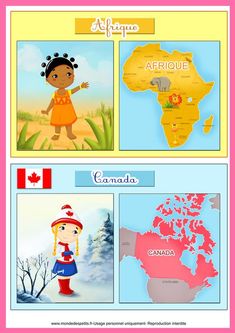 the canadian flag and map are shown in three different pictures, one with an image of a