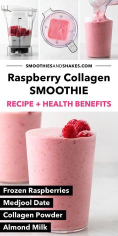 raspberry collagen smoothie recipe and health benefits in the blender