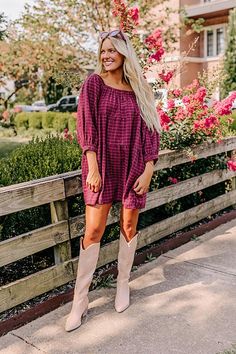 Pumpkin Spice Cutie Plaid Mini Dress in Wine Casual Plaid Dress For Fall, Fall Cotton Mini Dress, Casual Gingham Mini Dress For Fall, Cotton Mini Dress For Fall, Casual Plaid Mini Dress For Winter, Casual Cotton Plaid Mini Dress, Fall Gingham Mini Dress, Winter Plaid Mini Dress, Casual Fall Plaid Mini Dress