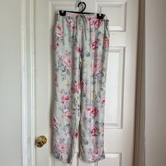 Oysho Pajamas. Lovely Rose Motif With A Pastel Teal Base. Super Light For Warm Days. Has Pockets. Inseam 28 1/2”. Bought In Spain. Never Worn. Floral Print Sleep Bottoms For Spring, Spring Floral Print Sleep Bottoms, Spring Sleep Bottoms With Floral Print, Feminine Floral Print Bottoms For Loungewear, Feminine Floral Print Loungewear Bottoms, Floral Print Sleepwear Long Pants For Loungewear, Flower Pajamas, Pastel Teal, Rose Motif