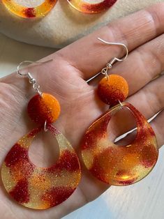 Glitter Resin Dangle Earrings Set of Two Sterling Silver - Etsy Serbia Orange Resin Dangle Earrings, Orange Dangle Resin Earrings, Orange Resin Jewelry For Party, Party Earrings With Resin Ear Wire, Party Earrings With Ear Wire In Resin, One Dreadlock, Dread Wraps, Chunky Wool, Sparkle Earrings