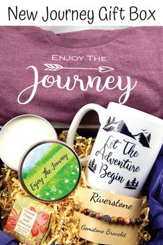 the new journey gift box is packed with coffee, tea and other personalized items