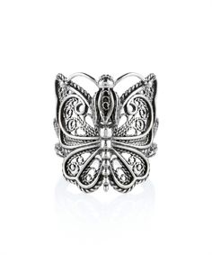 Sterling Silver Filigree Art Crown Butterfly Cocktail Ring– FiligranIst Butterfly Cocktail, Crown Butterfly, Art Crown, Metal Embroidery, Silver Cocktail, Filigree Jewelry, Fine Silver Jewelry, Silver Polish, Silver Crown