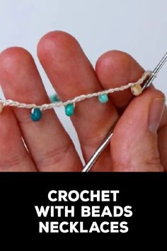 How to Crochet with Beads Necklaces How To Crochet A Beaded Necklace, Crochet Beaded Necklace Pattern, Crochet Chain With Beads, Crochet Beaded Necklace Tutorial, Crocheting With Beads, Bead Crochet Patterns Free, Diy Choker Necklace Tutorials, Necklace Diy Ideas, Handy Crafts Ideas