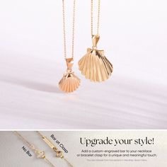 "Sea Shell Necklace 14k 18k Solid Gold, Elegant Closed Oyster Necklace, Stylish Mermaid Necklace For Ocean Lovers, Summer Jewelry For Beach Material: Solid Gold (real gold, not gold plated or gold filled material) Karat: 14k (585 , 18k (750) - Optional Available Gold Colors: Yellow gold, rose gold and white gold (optional) Small Size Sea Shell Pendant Width: 10.15 mm (0.39 inches) Small Size Sea Shell Pendant Height: 9.15 mm (0.36 inches) Small Size Sea Shell Pendant Total Height (including the Ocean-inspired 14k Gold Jewelry, Shell-shaped Yellow Gold Plated Jewelry, Shell-shaped Yellow Gold-plated Jewelry, 14k Gold Shell Jewelry For Gifts, Gold Plated Shell-shaped Jewelry In Yellow Gold, Gold-plated Shell-shaped Jewelry In Yellow Gold, Shell-shaped Gold Jewelry For Anniversary, Gold Shell-shaped Jewelry For Anniversary, Yellow Gold Shell-shaped Necklace Gift