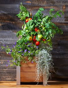 a wooden box filled with lots of different types of vegetables