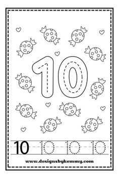 the number ten coloring page for children to color and practice numbers in their own language