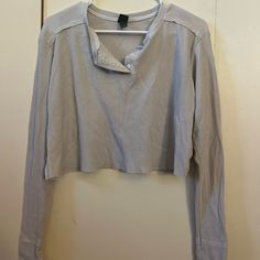 Never Worn Before! Super Cute And Soft, Super Cropped, But Perfect For Fall! Silver Long Sleeve Tops For Spring, Casual Silver Tops For Spring, Gray Long Sleeve, Wild Fable, Grey Long Sleeve, Super Cute, Womens Tops, Crop Tops, Grey