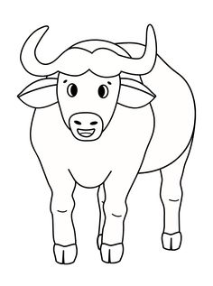 a bull with horns on it's head is standing in the middle of a coloring page