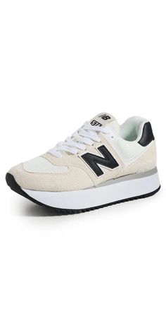 New Balance 574+ Sneakers In Beige/White | Editorialist