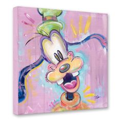 a painting of mickey mouse on a purple background