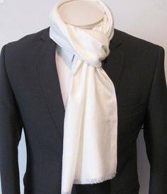 Mens or Womens Scarf Soft And Warm Cream White With Fringe Mens or Womens  Fashion Scarf Classic Business Scarves For Fall, Classic White Scarf For Formal Occasions, Classic Fall Business Scarves, Classic White Formal Scarf, Classic Solid Pashmina Shawl, Classic Solid Color Formal Scarves, Elegant Cream Scarf For Formal Occasions, Classic Formal Scarves For Fall, Classic Formal Shawl For Fall