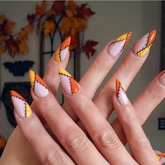 Scarecrow Patch Nails, Patchwork Nails Fall, Fall Patch Nails, Halloween Patchwork Nails, Non Traditional Halloween Nails, Orange Themed Nails, Scare Crow Nails, Fall Patchwork Nails, Patchwork Nail Art