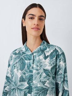 John Lewis x Collagerie Botany Cotton Modal Pyjama Set, Blue/Ivory