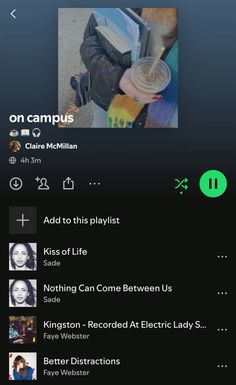 an iphone screen showing the music player on campus