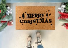 Welcome your holiday guests with this retro style Merry Christmas doormat! Its bold design and trees will bring a festive cheer that you can feel as soon as someone arrives at your door. Christmas Doormat, Layered Rugs, Custom Doormat, Natural Tan, Holiday Themes, Natural Brown, Door Mat, Retro Fashion, Merry Christmas